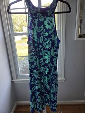 All For Color Blue and Teal Floral Dress
